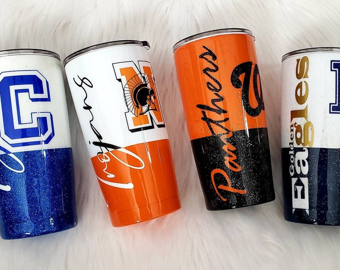 School Logo Tumbler | Teacher Gift | Sport Fanatic | College | High School | Custom | Glitter