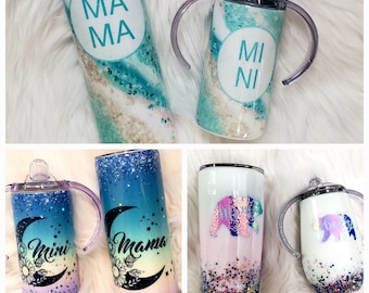 Customizable Momma and Baby | Mommy | Mama Bearl | Mom | Sippy Cup | Matching | My Girl | Custom | Glitter | Mother's Day Gift