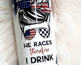 Finish Line Flag Racing Tumbler | Car | Boat | Motocross | Go Fast | Checkered Flag Cup | Race Fast | Ricky Bobby | Messy Hair | Race Wife