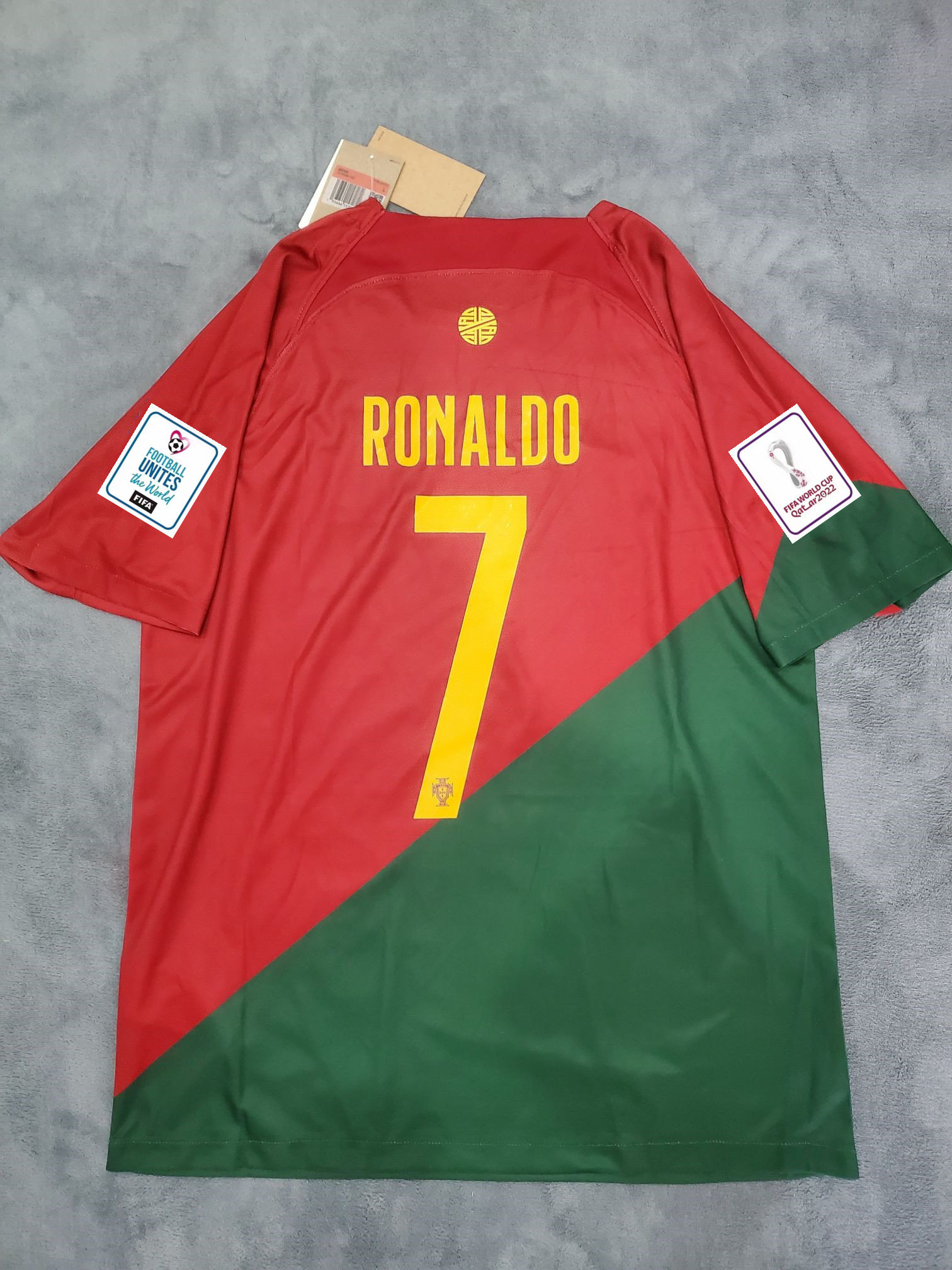  Ronaldo #7 Portugal Home Soccer Jersey 2022/23 (Large)  Red/Green : Sports & Outdoors