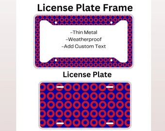 Blue/Red Phish Donuts License Plate, License Plate Frame or Frame Set - Car Accessories For Women, Car Decor, Hippie, Festival, Van, Vanlife
