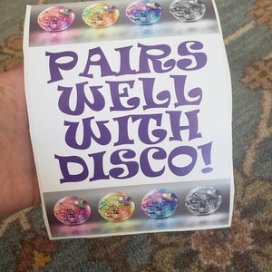 Pairs Well With Disco Wine Label, Photo Wine Bottle Label, Personalized Wedding Wine Label, Christmas, Wedding Gift, Funny