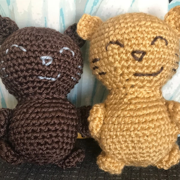 Soft Crocheted Kitty Brown or Gold