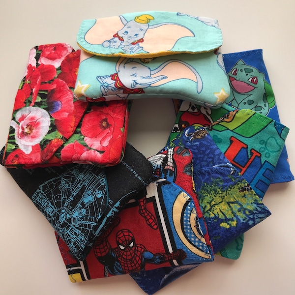 Cotton Wallet with Spider-Man Paw Patrol Dumbo Poppies Hawaiian Turtle Star Wars Pokemon Perfect for Spring Break Trip