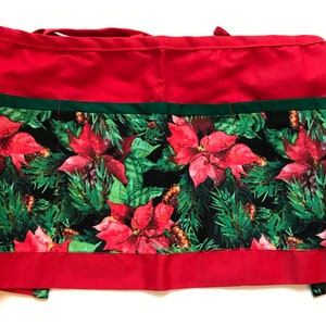 Any Day Cotton Half Aprons Christmas Poinsettias Baristas Vendors Crafters Bakers Hostess