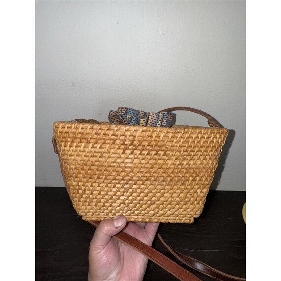Brown Wicker Lined Drawstring Lining Leather Cros… - image 10