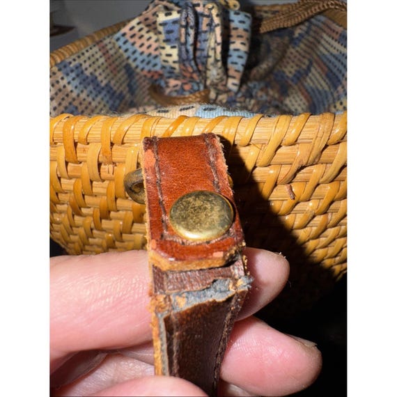 Brown Wicker Lined Drawstring Lining Leather Cros… - image 8