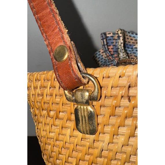 Brown Wicker Lined Drawstring Lining Leather Cros… - image 4