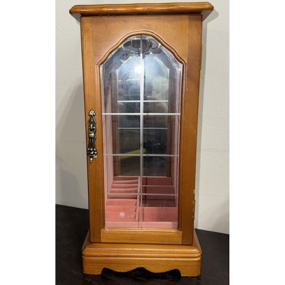 Crown Court Jewelry Box Golden Brown Wood finish.