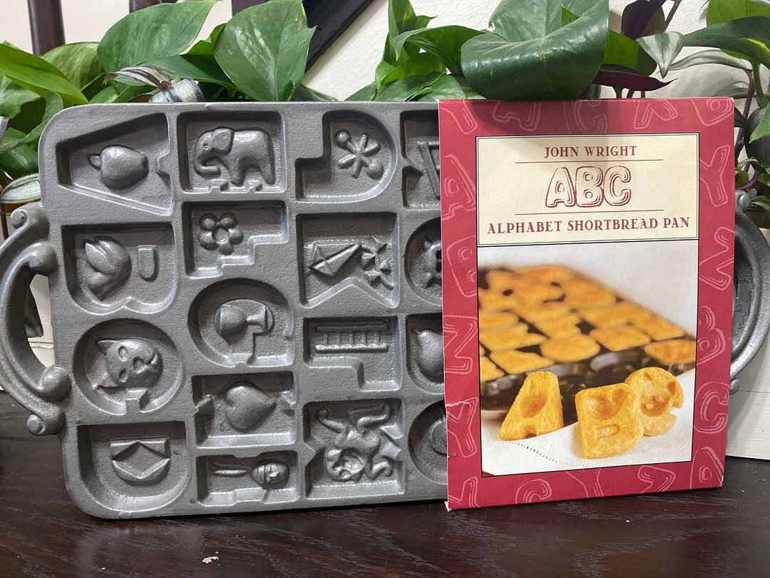 Vintage John Wright Co Cast Iron Alphabet Cookie Shortbread Mold Etsy