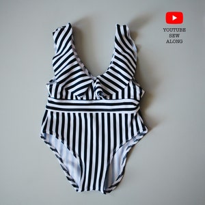 Ruffle One Piece Swimsuit Sewing Pattern: Baby and Kids (A4, Letter, A0, Projector)