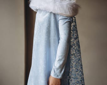 Patrón de costura para vestido Aurora: corte A de punto con cuello de piel (formatos A4/Carta A0 y proyector)