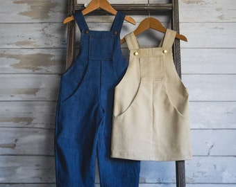 Dungarees and Pinafore sewing pattern | A4/Letter, A0 and Projector formats | Kids sizes