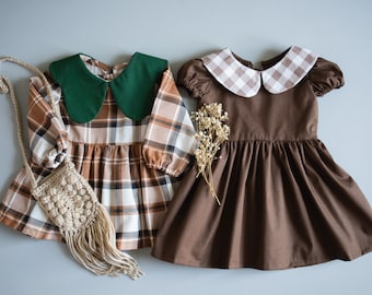 Collar puff sleeve dress | A4/Letter A0 and Projector formats | Baby and toddler sizes
