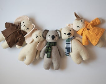 Paquet de couture de jouets en peluche: Chat, lapin, ours blanc, ours koala | Modèle de couture PDF | Impression à domicile et formats et instructions du projecteur
