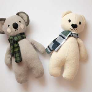 Bear & Koala Linen Toy Sewing Pattern with Photo Tutorial (PDF)