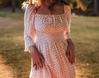 Patrón de costura para vestido Meredith: Cintura fruncida y escote cuadrado (PDF)