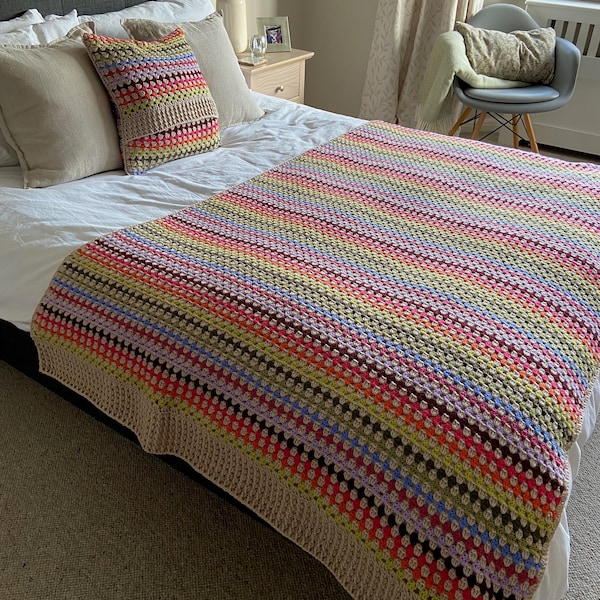 Crochet Granny Stripe Blanket Pattern Madebyanita