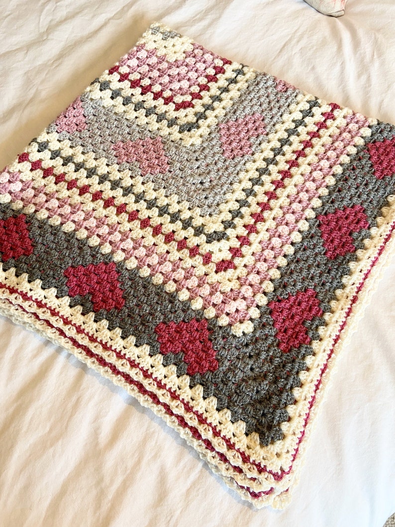 Emma's Hearts Crochet Blanket Pattern Granny Square Etsy UK