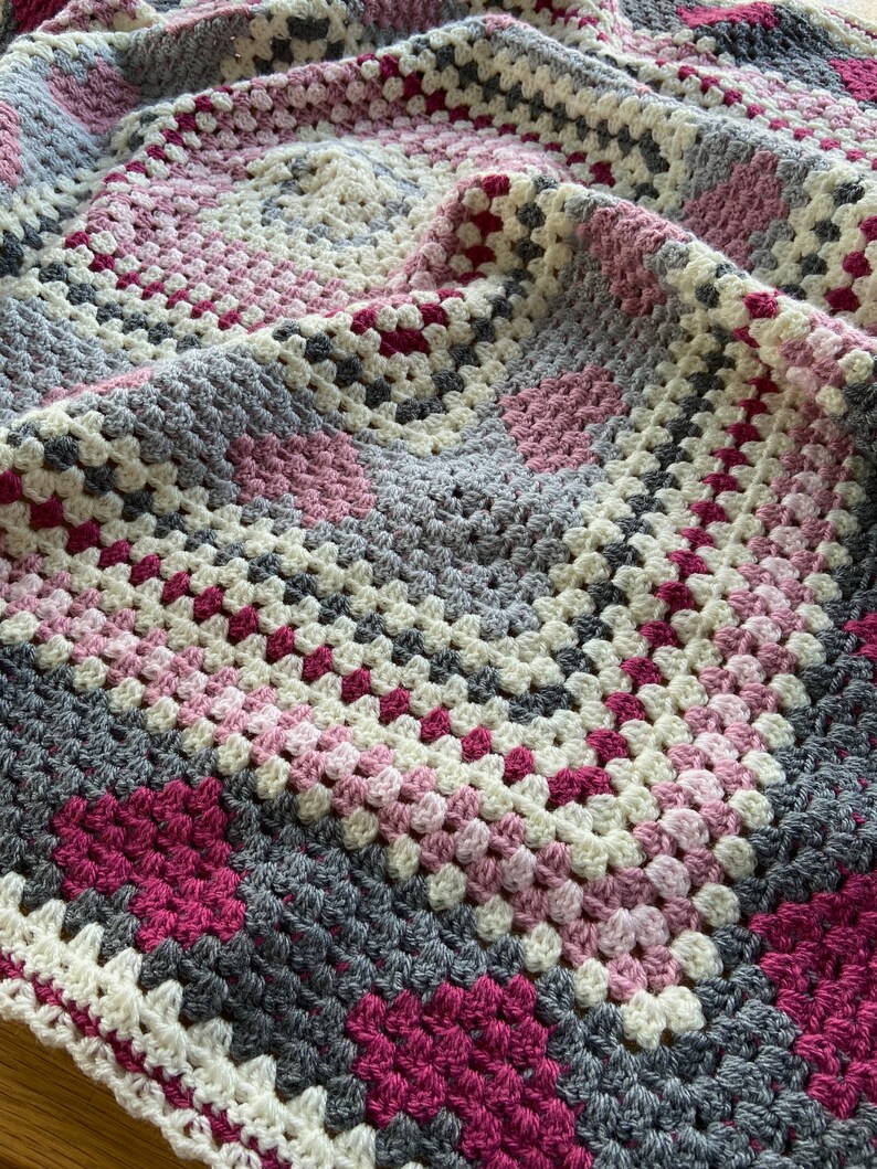 Emma's Hearts Crochet Blanket Pattern Granny Square Etsy Canada