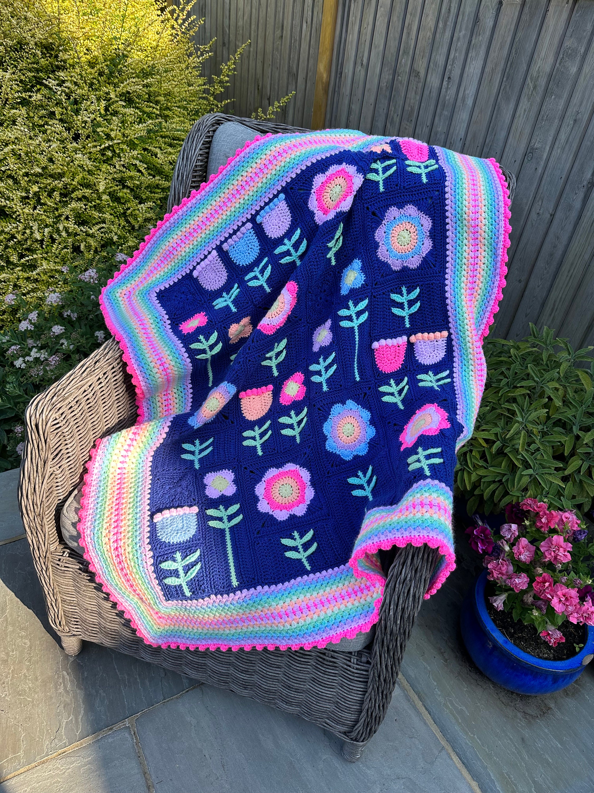 Scandi Meadow Modern Crochet Blanket Pattern Etsy UK