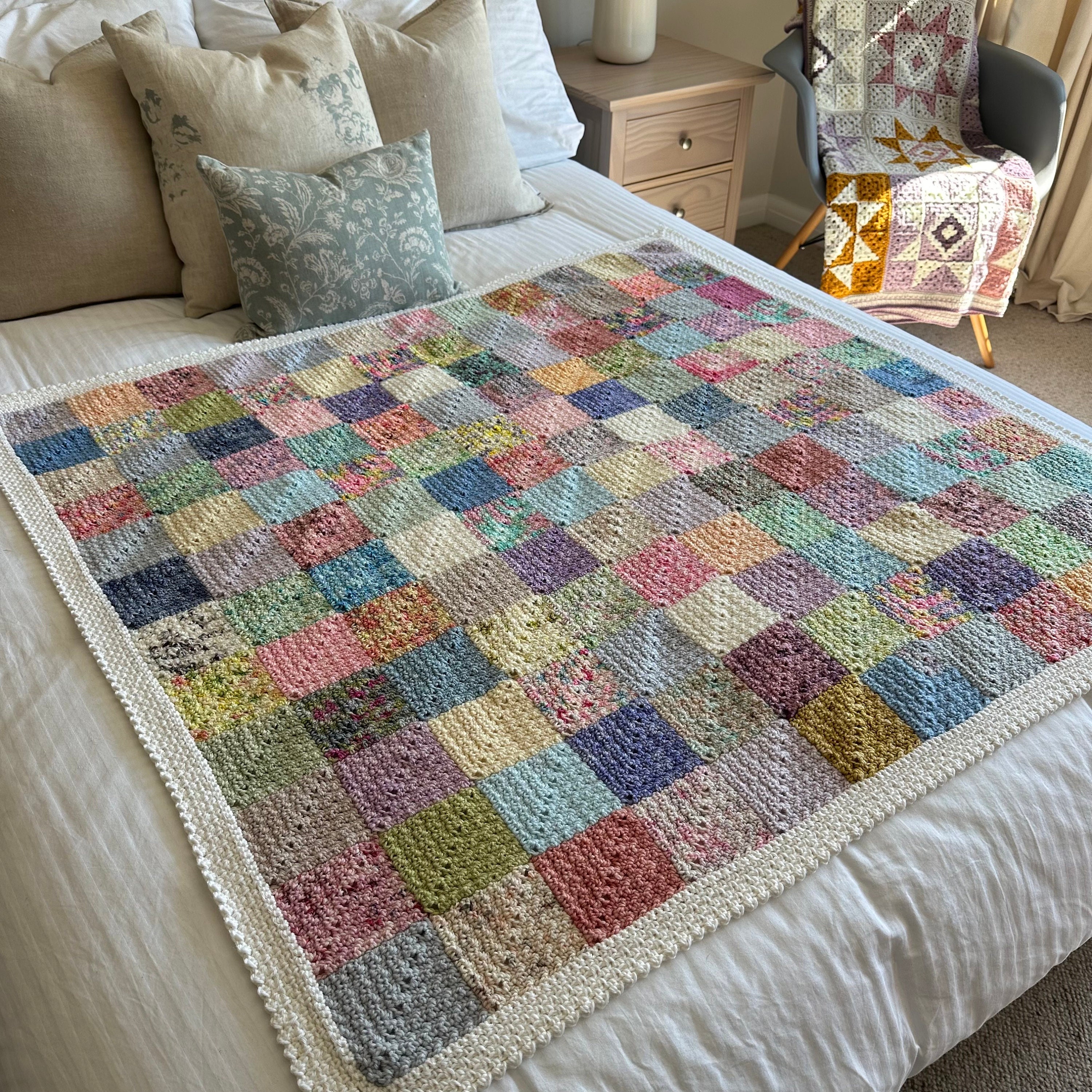 38 Crochet Square Patterns to Build Your Next Project 11 Sunday Squares Crochet Mitered Square Blanket