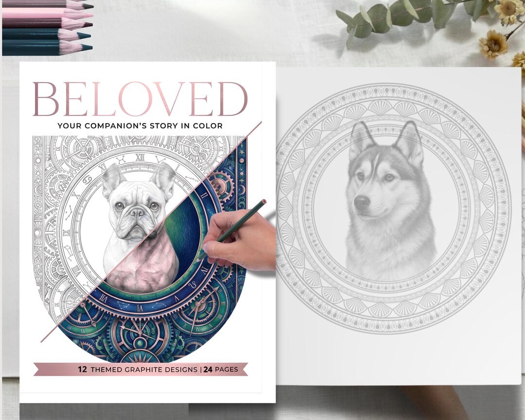 Custom Dog Coloring Book From Photo, Personalized Pet Portrait Art ...