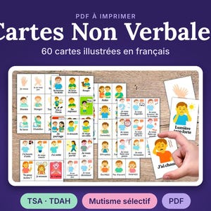 Cartes Non Verbales à Imprimer | 60 Pictogrammes en Français pour Enfant TSA, Autisme ou Mutisme | PECS, Communication Alternative PDF