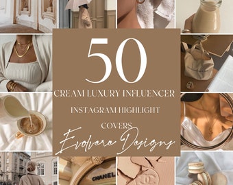 50 Cream Influencer 2022 Luxury Aesthetic  Highlight Covers | Instagram Story Highlight Icons | Aesthetic IG Highlights | Black Instagram