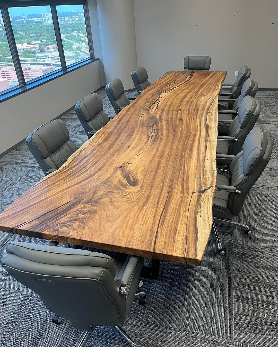 Handmade Wood Dining Table, Live Edge River Table, Custom Rustic Wood