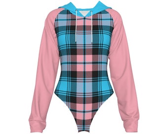 Stylish TransWomen&#39;s Raglan Sleeve Hooded Bodysuit | Chic and Trendy Fashion