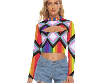 Pride Edition Hollow Chest Keyhole Tight Crop Top