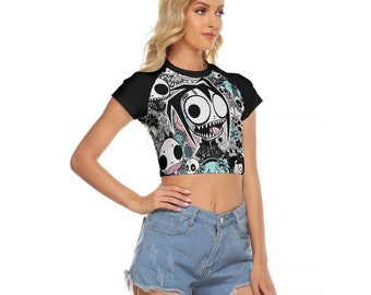 Gothic Crazy Happy Transwomen's Raglan Cropped T-shirt