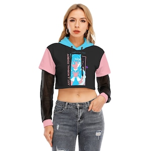 Femboy Two-piece Mesh Sleeve Cropped Hoodie