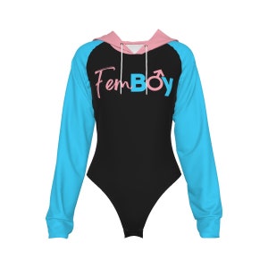 TOP SELLER: Trendy Femboy's Raglan Sleeve Hooded Bodysuit | Unique Gender-Neutral Fashion