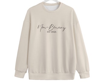 Non-Binary Est 2023 Unisex Drop-shoulder Knitted Fleece Sweater