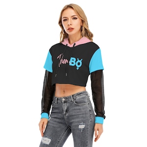 Thembo Two-piece Mesh Sleeve Cropped Hoodie