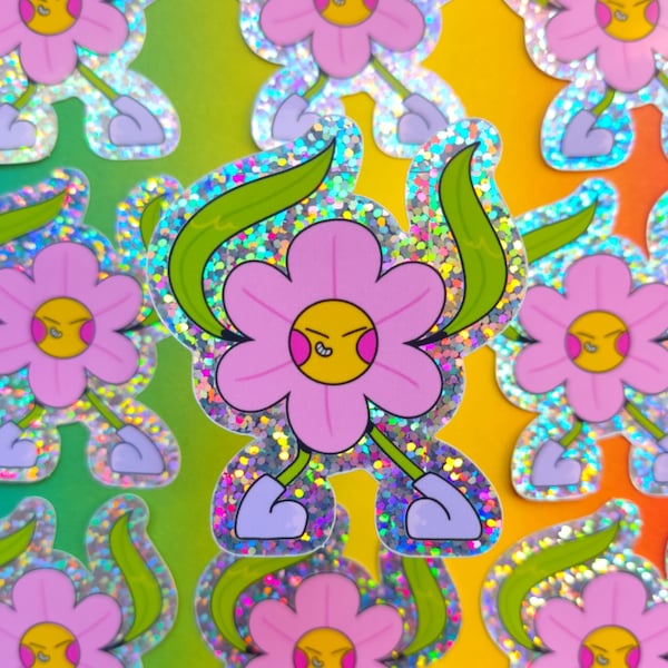 Dancing flower glitter stickers