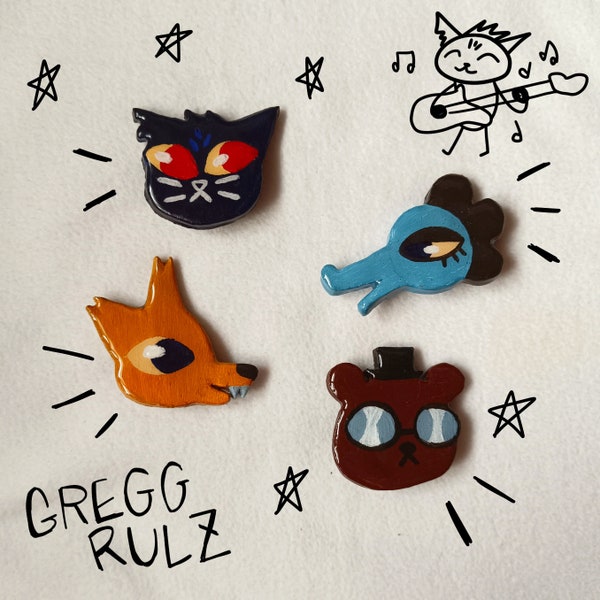 Night in the Woods clay pins