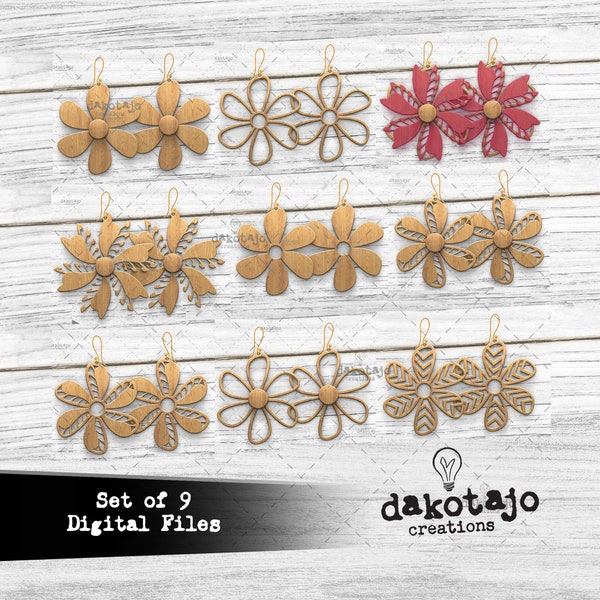 Daisy Earrings Bundle - Earrings Svg, Glowforge Earrings, Cricut Earrings, Ai File, SVG File - Digital Download - No Physical Items Included