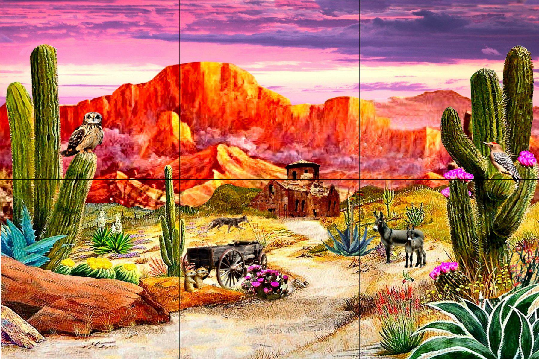 Desert 5 Southwestern Art Tile Murals Home Decor Interior Design ...
