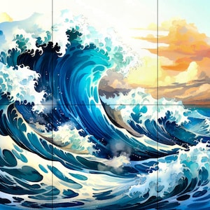 Ocean Wave 1 Tile Mural Home Decor Wall Murals Backsplash Murals Nature Murals interior design kitchen murals