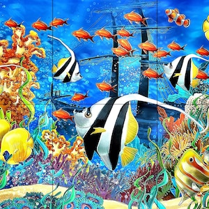 Tropical Fish Murals Home Decor Wall Murals Backsplash Interior Design Fish Murals Bathroom Murals Sea Creature Murals Tropical Fish Mural 4