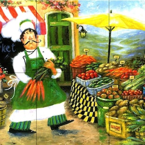 Home Decor Funny Chefs Cooks Wall Murals Backsplash Interior Design Kitchen Murals  Market Chef 1