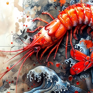 Seafood Murals Home Decor Wall Murals Backsplash New Orleans Cuisine Interior Design Kitchen Murals Shrimp Tile Mural 1