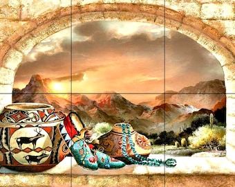 Adobe Window 1 Desert Tile Murals Home Decor Wall Murals Backsplash Southwestern Art Interior Design Kitchen Murals Desert Tile Mural 3