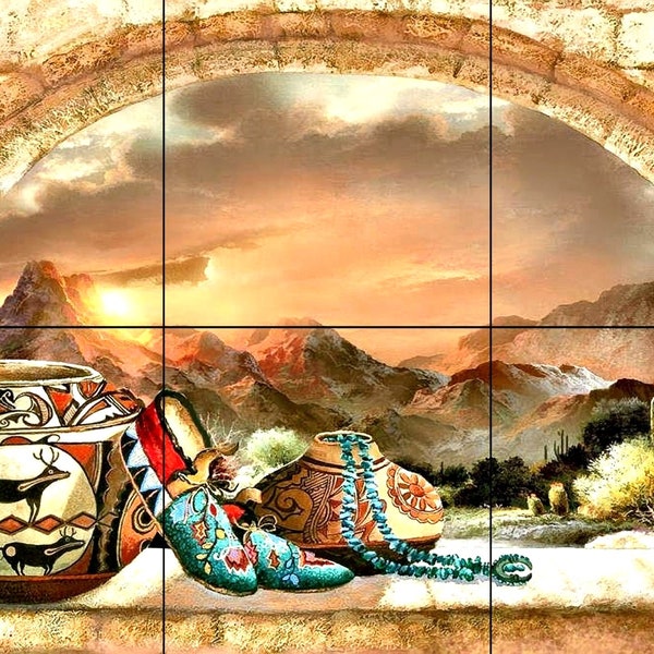 Adobe Window 1 Desert Tile Murals Home Decor Wall Murals Backsplash Southwestern Art Interior Design Kitchen Murals Desert Tile Mural 3