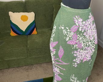 Green floral tapestry skirt