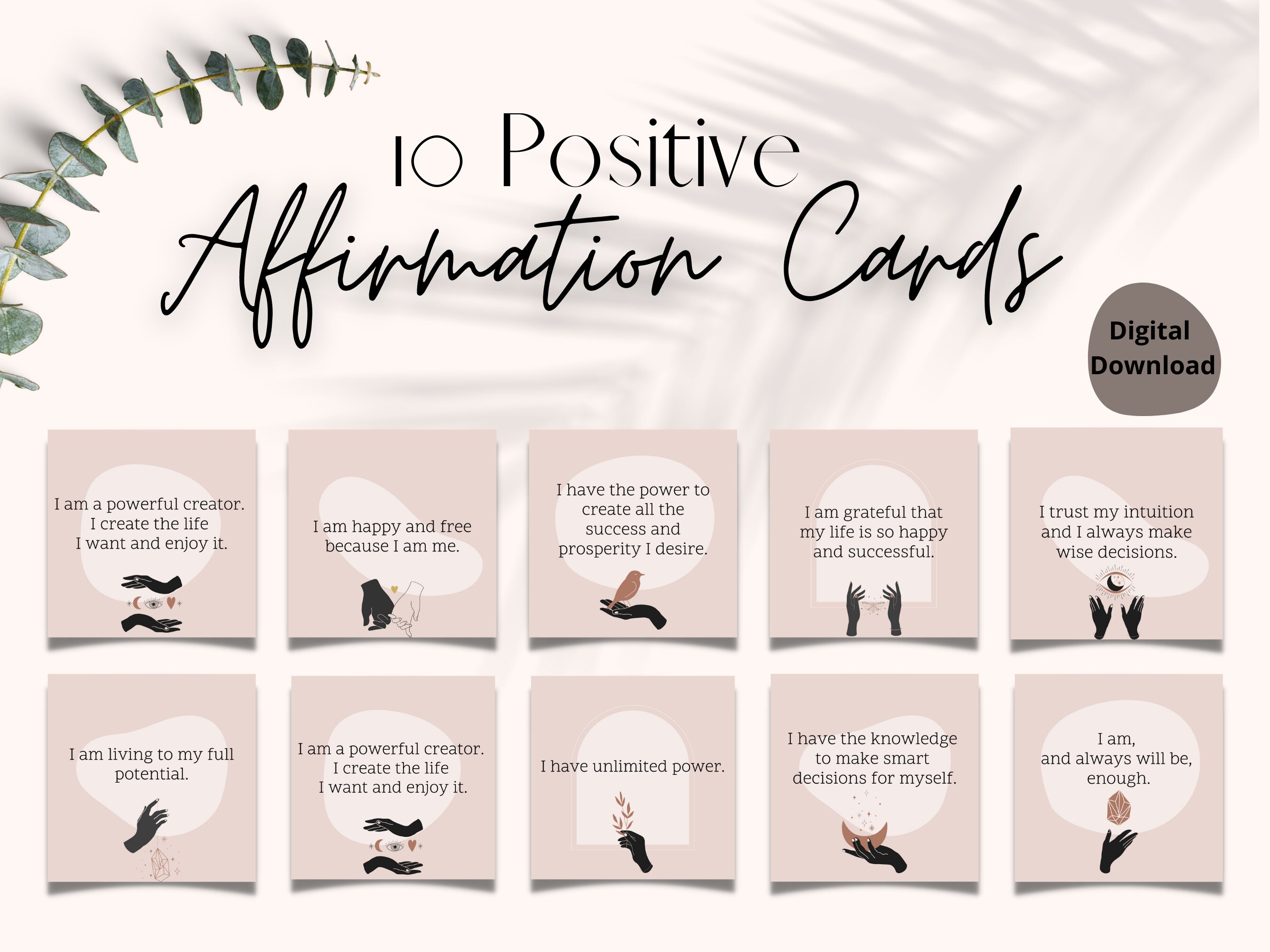 Boho Affirmation Cards Printable Affirmations Positivity - Etsy Hong Kong