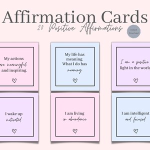 Cartões de afirmação positiva para impressão | cartão de manifestação | Modelo de cartões de afirmação | Baralho de cartas de afirmação | Cartões de afirmação digitais